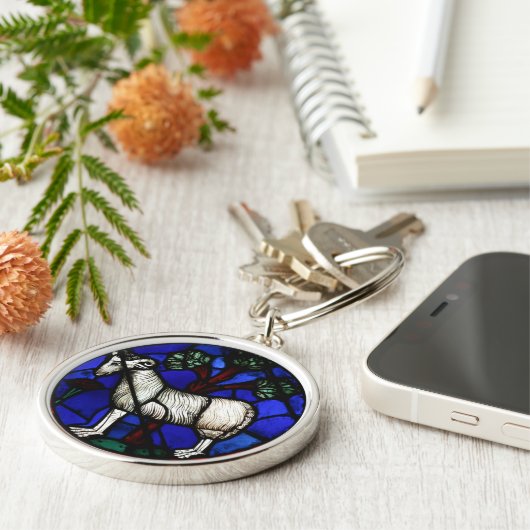 Aries Zodiac Glas in lood Notre-Dame de Paris Key Sleutelhanger (Zijkant)