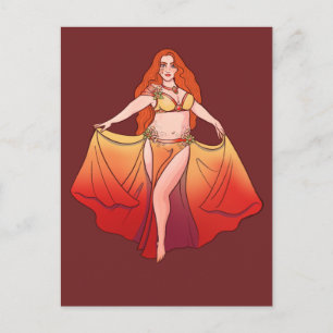 Aries Zodiac Goddess Art Belly Dancer Astrology Briefkaart