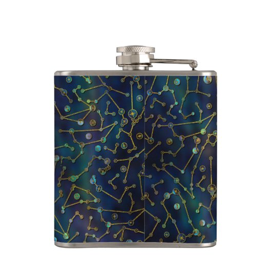 Aries Zodiac Gold Abalone op Constellation Heupfles (Achterkant)