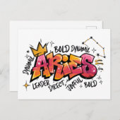 Aries Zodiac Graffiti Briefkaart (Voorkant / Achterkant)