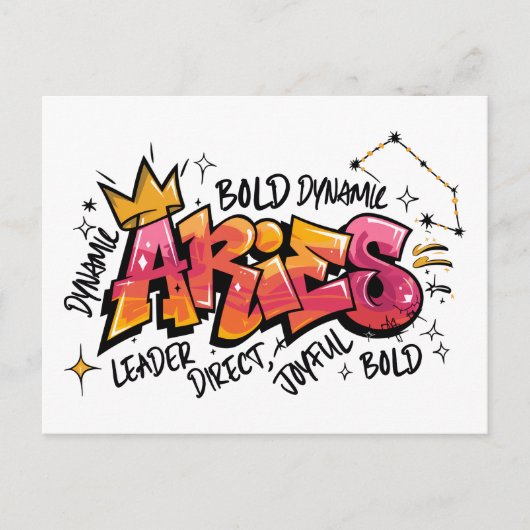Aries Zodiac Graffiti Briefkaart (Voorkant)