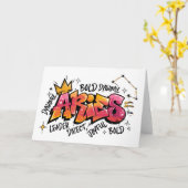 Aries Zodiac Graffiti Kaart (Gele Bloem)