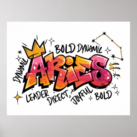 Aries Zodiac Graffiti Poster (Voorkant)