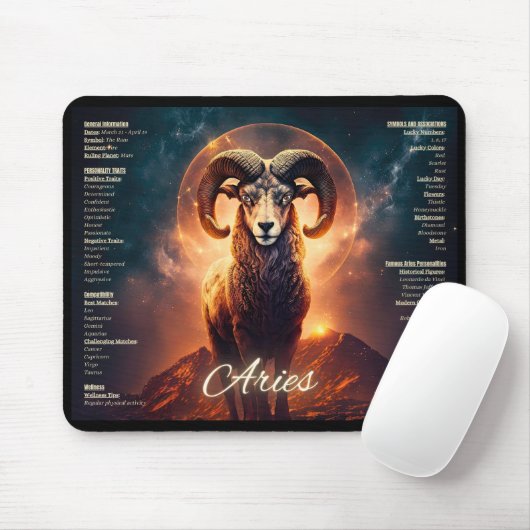 Aries Zodiac Muismat - Bold Ram Design met Arie (Met muis)