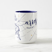 Aries Zodiac Navy Blue & Gold Birth Mok (Midden)