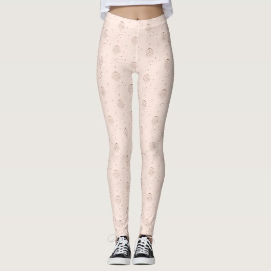 Aries Zodiac Pattern in Brown and Burgundy Leggings (Voorkant)