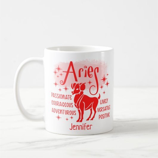 Aries Zodiac Personalized Traits Horoscope Koffiemok (Links)