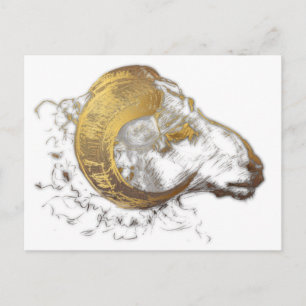 Aries Zodiac Ram Chinese Year Golden Horns PostC Briefkaart