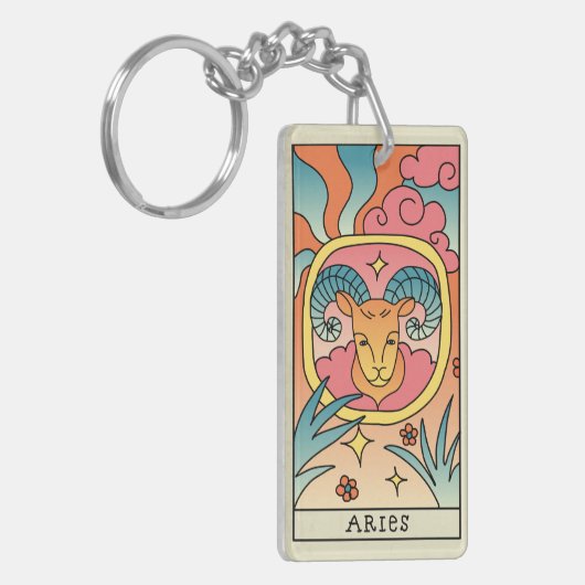 Aries Zodiac Sign Abstract Art Sleutelhanger (Voorkant Links)