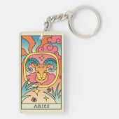 Aries Zodiac Sign Abstract Art  Sleutelhanger (achterkant)