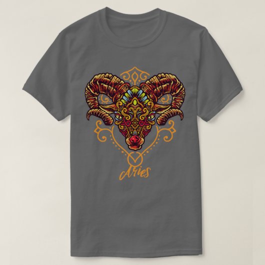 Aries Zodiac Sign Artistic Ram T-shirt (Design voorkant)