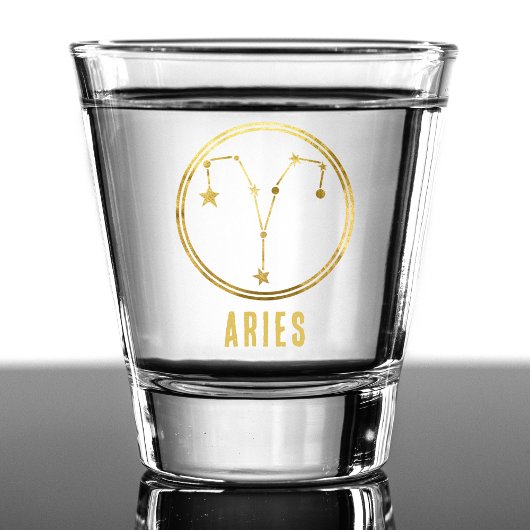 Aries Zodiac Sign Astrology Horoscope Gold Shot Glas