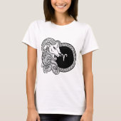 Aries Zodiac Sign Basic Black and White Art T-shirt (Voorkant)