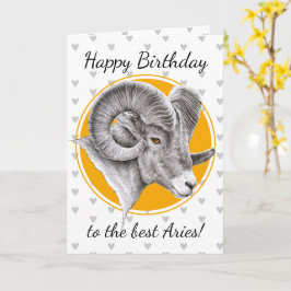 Aries Zodiac sign Bighorn Ram Animal art Birthday Kaart