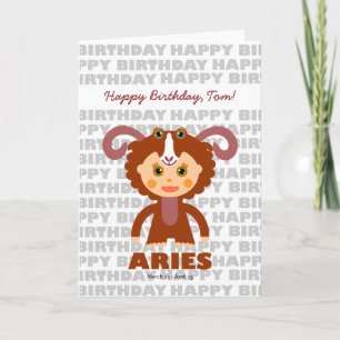 Aries Zodiac Sign Birthday Kaart