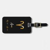 Aries Zodiac Sign Black & Gold Bagagelabel (Voorkant horizontaal)