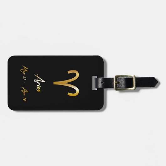 Aries Zodiac Sign Black & Gold Bagagelabel (Voorkant horizontaal)