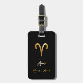 Aries Zodiac Sign Black & Gold Bagagelabel (Voorkant verticaal)