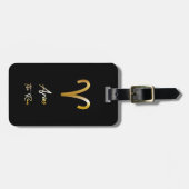 Aries Zodiac Sign Black & Gold Bagagelabel (Voorkant horizontaal)