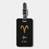 Aries Zodiac Sign Black & Gold Bagagelabel (Voorkant verticaal)
