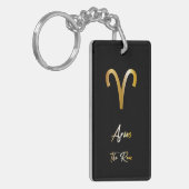 Aries Zodiac Sign, Black & Gold Sleutelhanger (Voorkant Links)