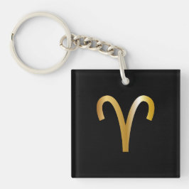 Aries Zodiac Sign, Black & Gold Sleutelhanger