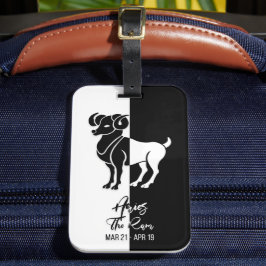 Aries Zodiac Sign Black & White Bagagelabel