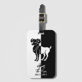 Aries Zodiac Sign Black & White Bagagelabel (Voorkant (verticaal))
