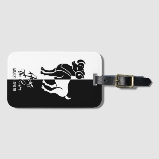 Aries Zodiac Sign Black & White Bagagelabel (Voorkant (horizontaal))
