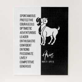 Aries Zodiac Sign, Black & White Jigzaag Puzzle Legpuzzel
