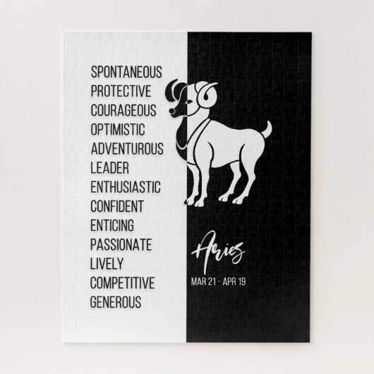 Aries Zodiac Sign, Black & White Jigzaag Puzzle Legpuzzel (Verticaal)
