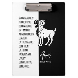 Aries Zodiac Sign Black & White klembord