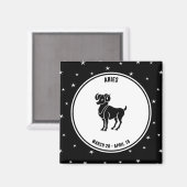 Aries Zodiac Sign, Black & White Magnet (Voorkant / Achterkant)