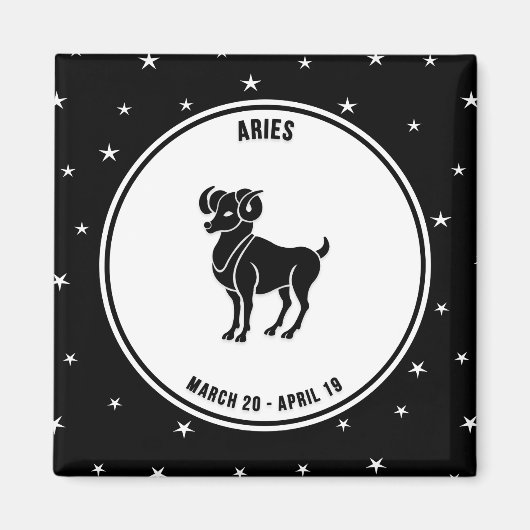 Aries Zodiac Sign, Black & White Magnet (Voorkant)