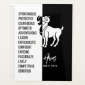 Aries Zodiac Sign, Black & White Planner (Voorkant)