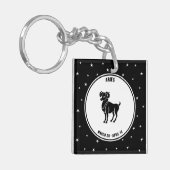 Aries Zodiac Sign, Black & White Sleutelhanger (Voorkant Links)
