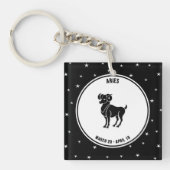 Aries Zodiac Sign, Black & White Sleutelhanger (Voorkant)