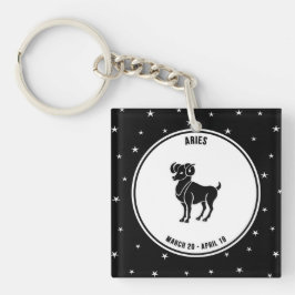 Aries Zodiac Sign, Black & White Sleutelhanger