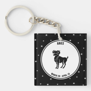 Aries Zodiac Sign, Black & White Sleutelhanger