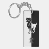 Aries Zodiac Sign, Black & White Sleutelhanger (Voorkant Links)