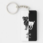 Aries Zodiac Sign, Black & White Sleutelhanger (Voorkant)