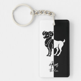 Aries Zodiac Sign, Black & White Sleutelhanger