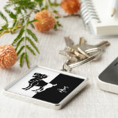 Aries Zodiac Sign, Black & White Sleutelhanger (Zijkant)