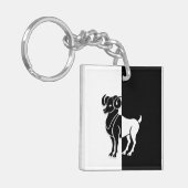 Aries Zodiac Sign, Black & White Sleutelhanger (Voorkant Links)