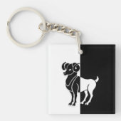 Aries Zodiac Sign, Black & White Sleutelhanger (Voorkant)