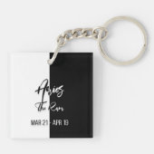 Aries Zodiac Sign, Black & White Sleutelhanger (Achterkant)