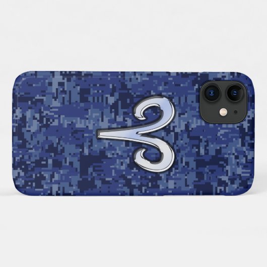 Aries Zodiac Sign Blue Digital Camouflage Case-Mate iPhone Case (Achterkant (horizontaal))