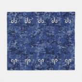 Aries Zodiac Sign Blue Digital Camouflage Fleece Deken (Voorkant (Horizontaal))