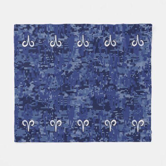 Aries Zodiac Sign Blue Digital Camouflage Fleece Deken (Voorkant (Horizontaal))