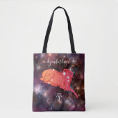 Aries Zodiac Sign Cosmic Monogram Name Red Brown Tote Bag (Voorkant)